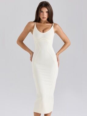 anja ivory satin corset dress Anja Ivory Satin Dress House of Cb